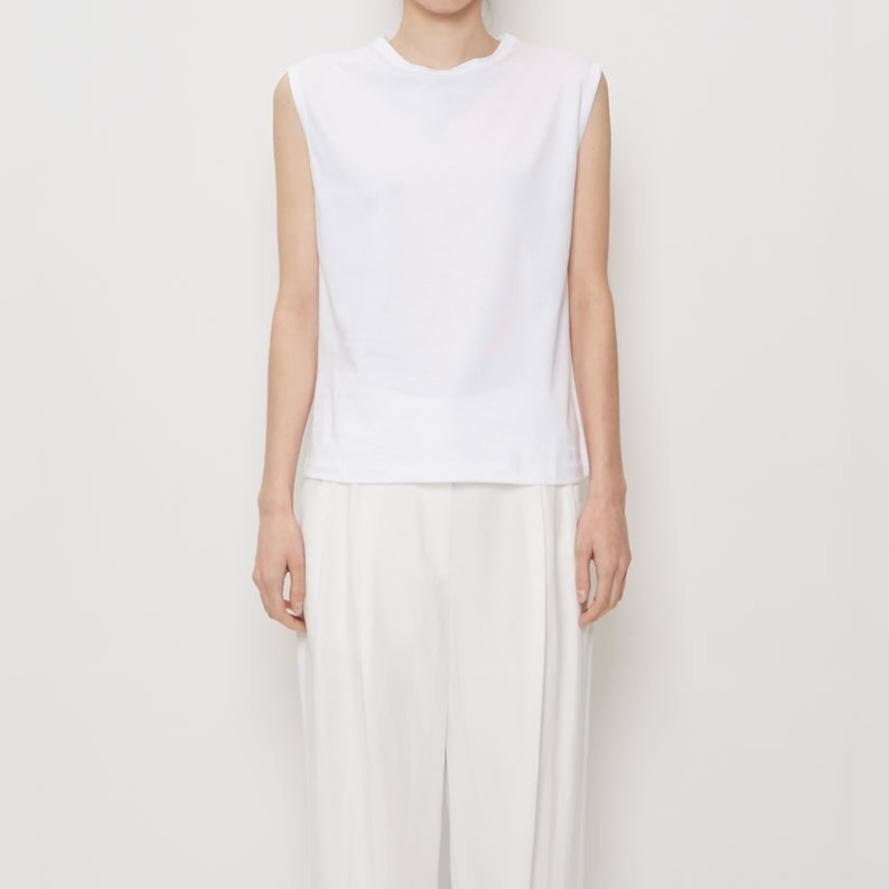Loulou Studio Brani Supima Cotton Muscle Tank Top White Size XL Minimalist NWOT